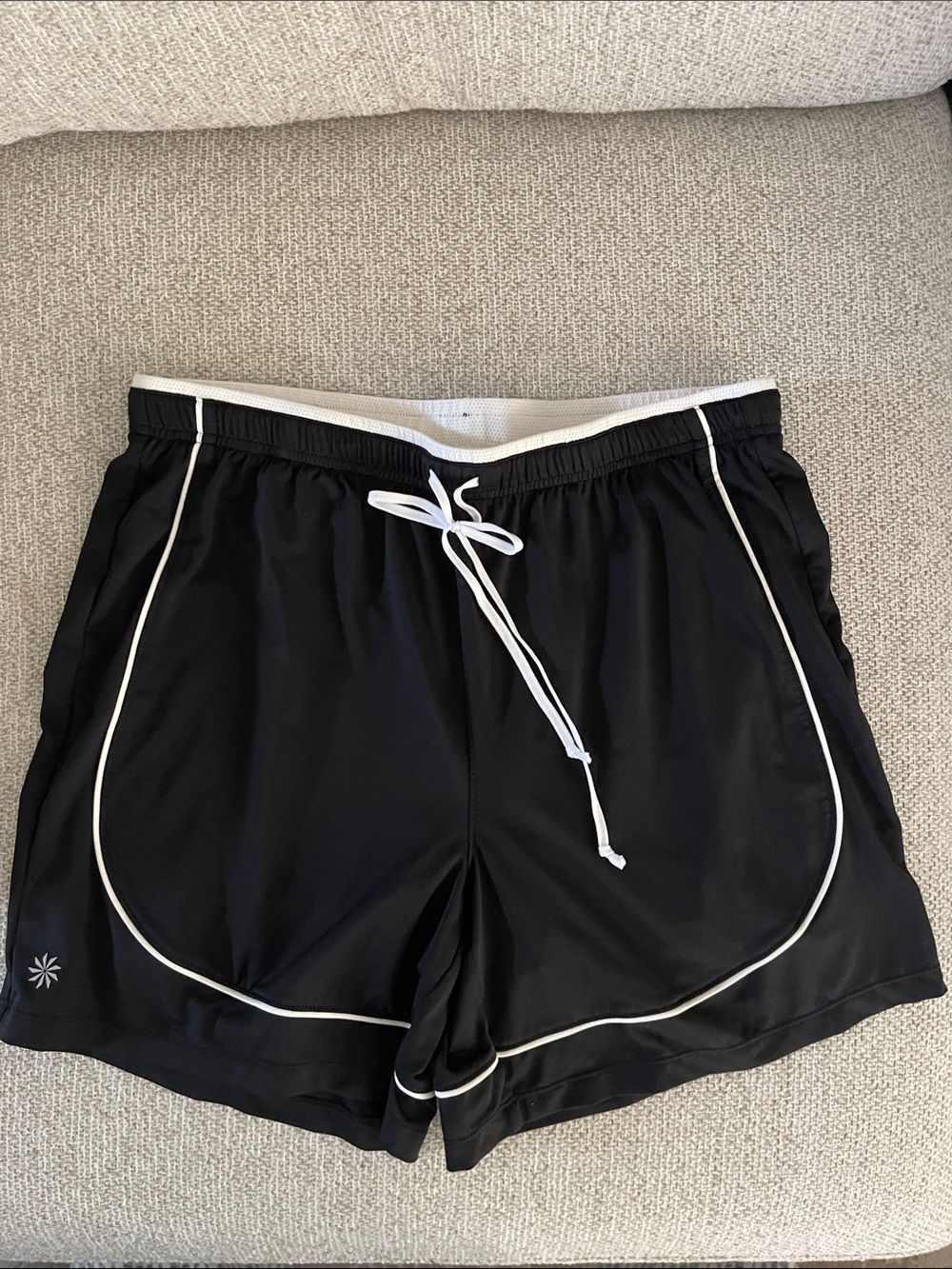 Athleta Black Athletic Shorts with White Trim Size M